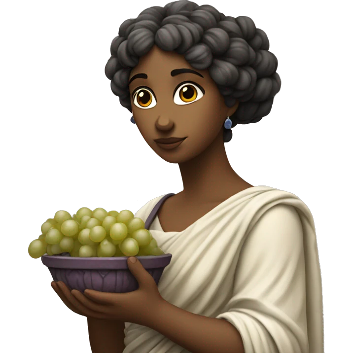 Greek Sappho holds a bunch of grapes in her hand emoji