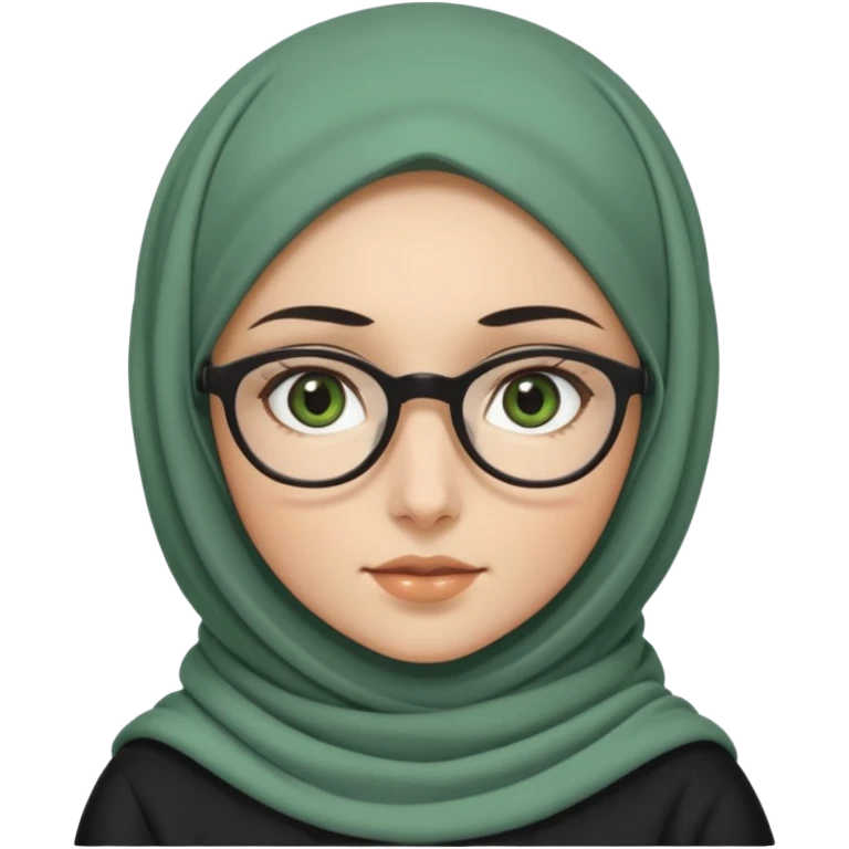 White hijabi girl with black eyes and black long hair white girl and black eyes wearing glasses and a white skin girl with curly honey hair and green eyes emoji