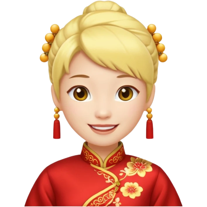 cara amarilla coqueta con disfraz chino emoji