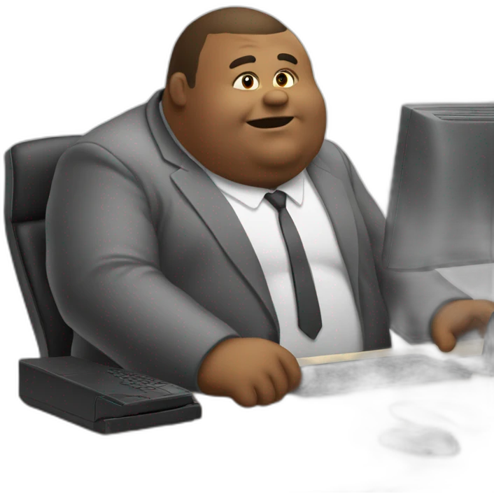 Fat Man at computer desk emoji