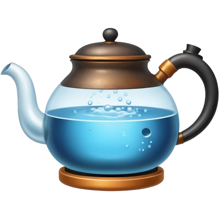 a small pot or kettle filled with water placed on fire, the water is boiling intensely with visible steam and bubbles rising, bright lighting, clean white background



 emoji