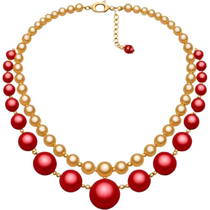 Necklace with red and gold pearls emoji