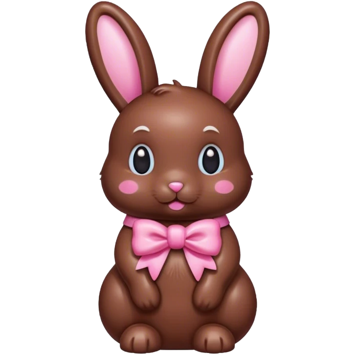 chocolate candy bunny with pink bow on neck emoji