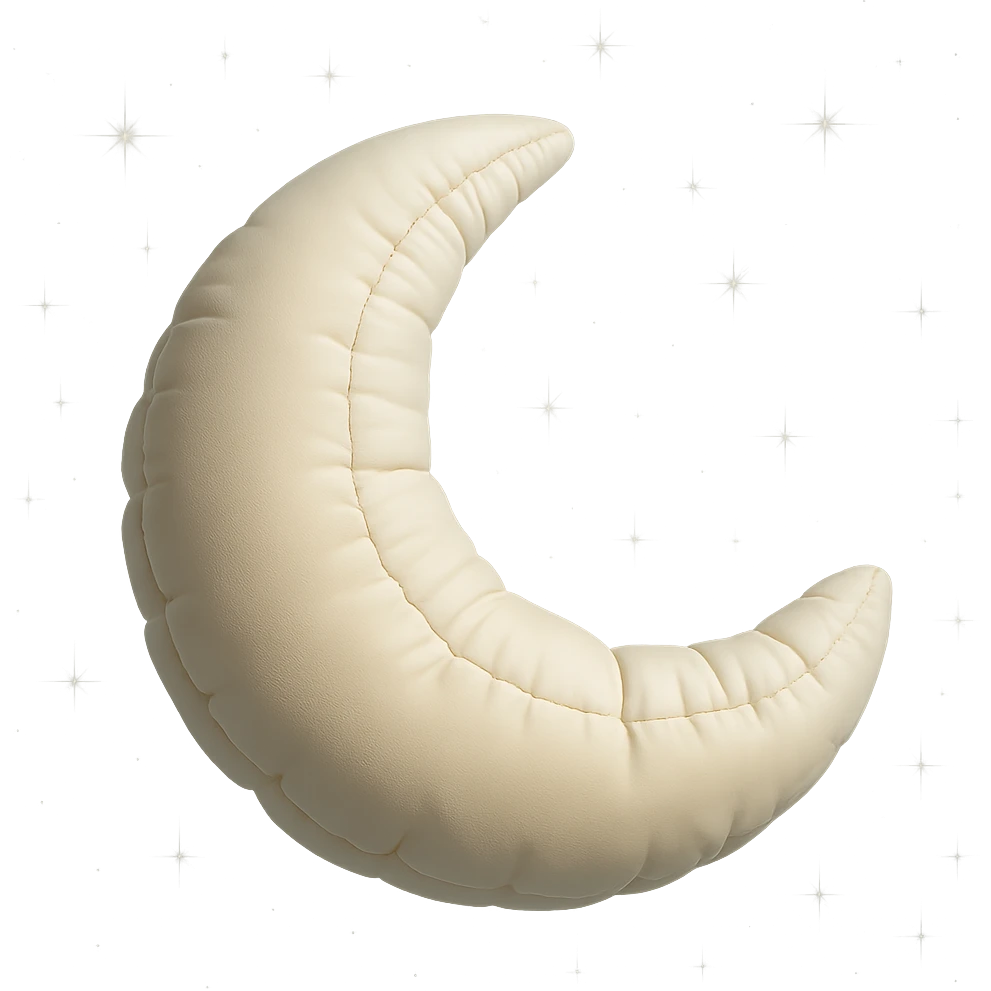 crescent moon floating in a starry sky, soft plush look, dreamy atmosphere emoji
