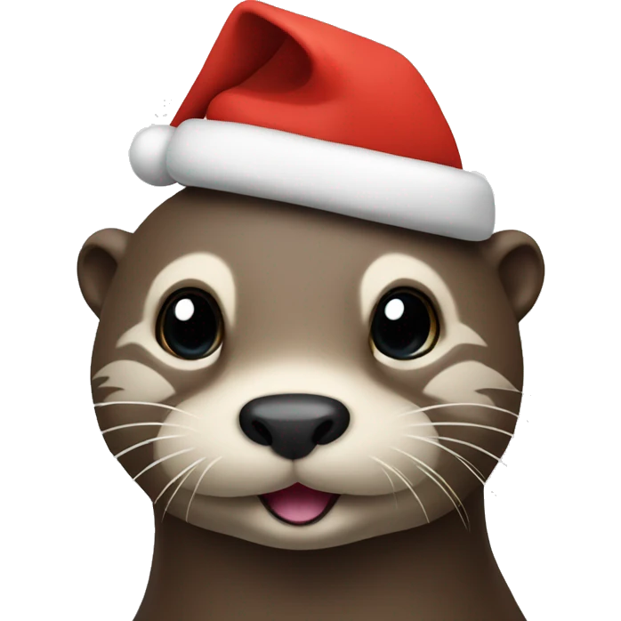 Otter with Christmas hat emoji