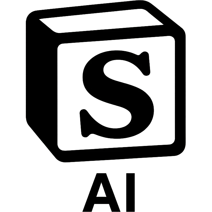 generate logo for my ai company that contains "s" letter, take as a reference notion's logo, but dont copy 100%, use notion's colors

 emoji