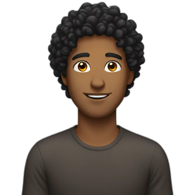 brown skin man with black curly hair emoji