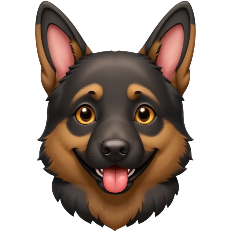 cartoon style dark German Shepherd dog with its tongue hanging out long emoji