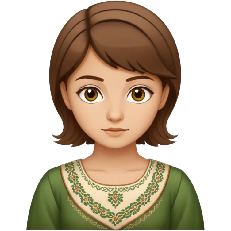 20-year-old Chechen girl with short brown hair in Chechen dress emoji