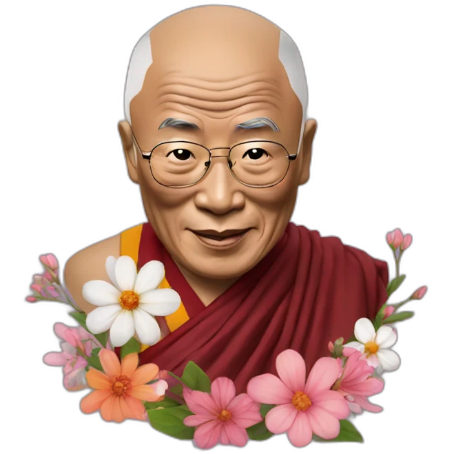 Dalai lama with flowers emoji