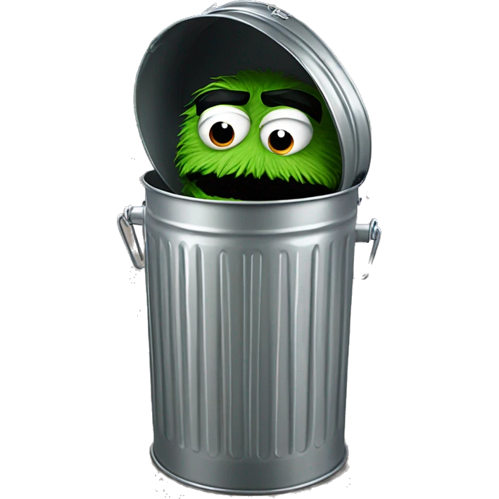 oscar the grouch inside metal trash can emoji