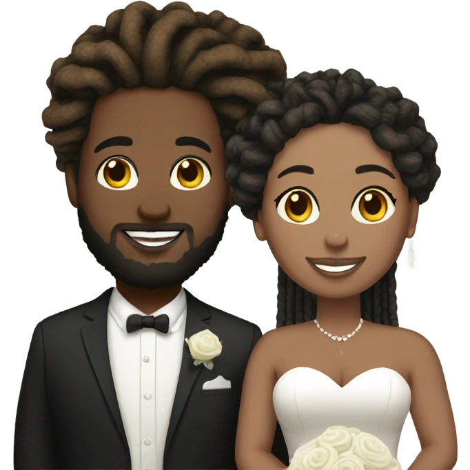 Plus size couple with locs wedding pale emoji