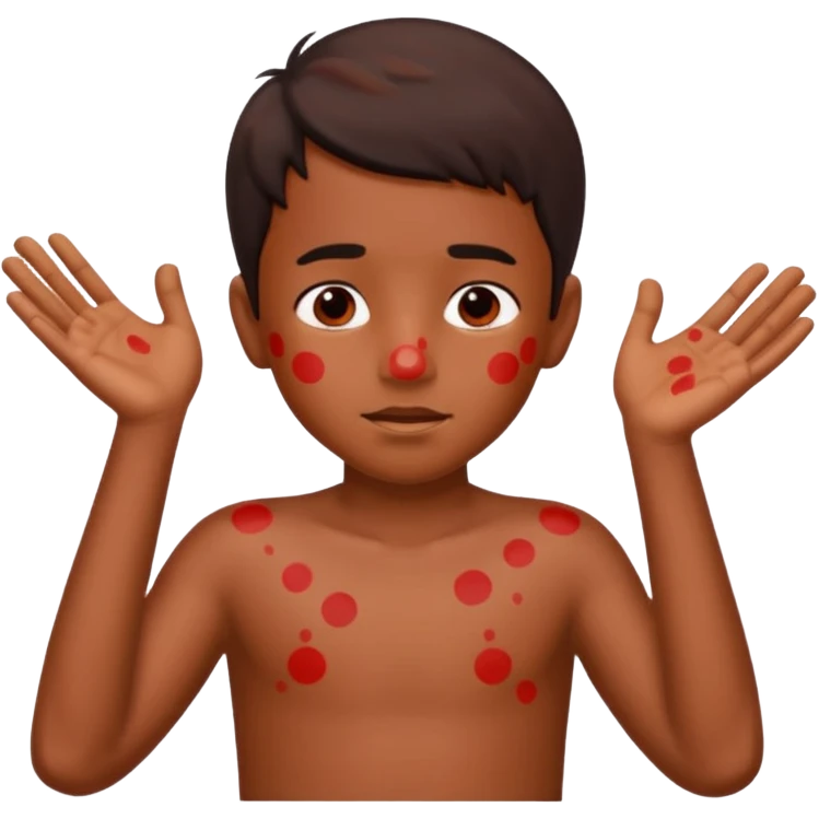 A boy named Sameer, itching and have red spots all over the body emoji