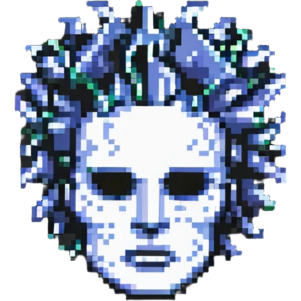 pixel art head blowing up, vibrant and bold emoji