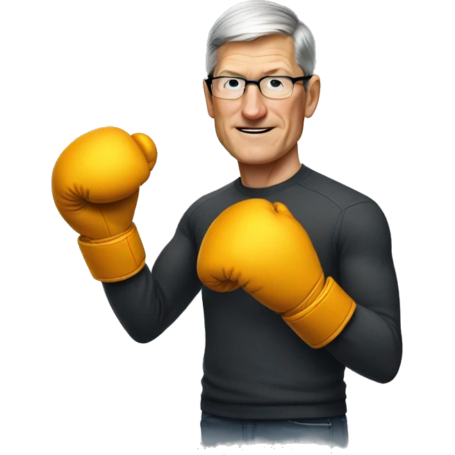 Tim cook with box gloves emoji
