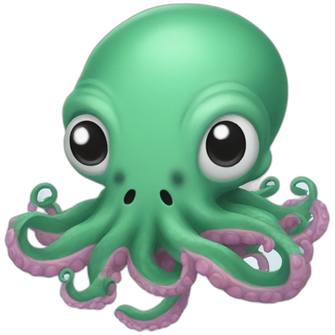 cute kraken with cute face flushing emoji