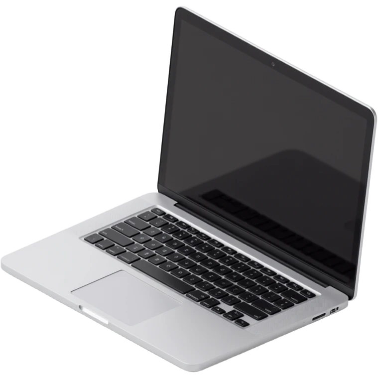 realistic MacBook laptop, angled view, keyboard visible, skeuomorphism style emoji