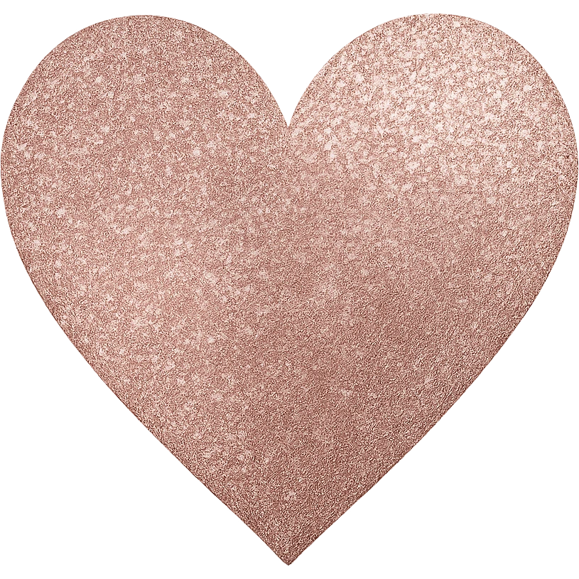 Edit the glittery gold color heart to a glittery rose gold color heart with a subtle gradient and no border. Keep the background transparent. Maintain the glittery texture and subtle gradient effect in rose gold tones emoji