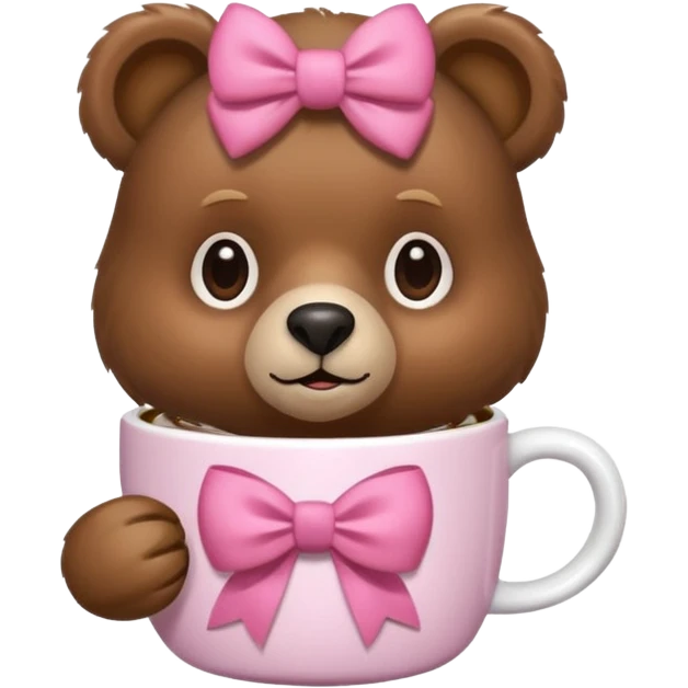 Bear with pink bow and cofee  emoji
