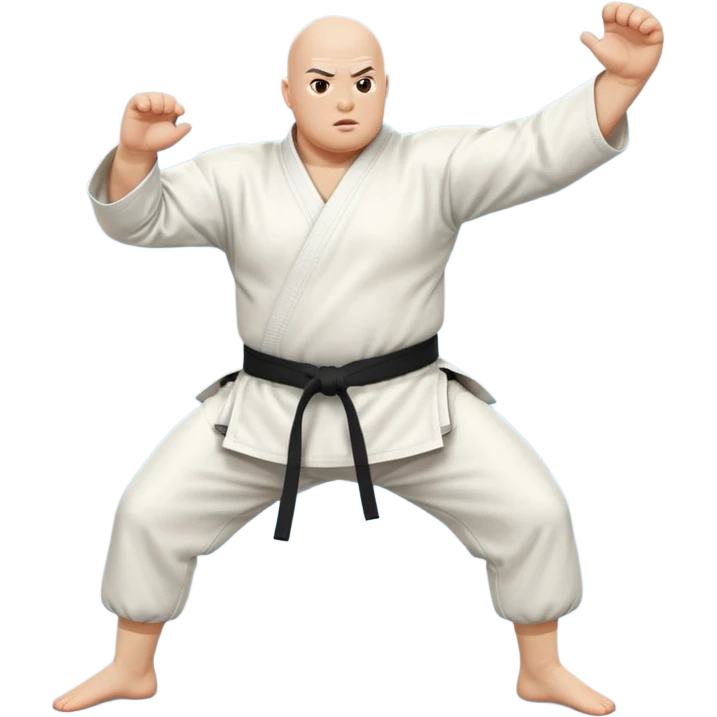 Fat white bald ninja from Wisconsin who is unathletic trying to do karate high kicks and moves in an unathletic way emoji