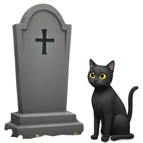 grave with a cat next  to it emoji