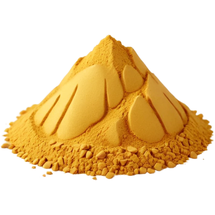 ground ginger, small mound or scatter, fine pale golden-beige powder, smooth dry texture, irregular shape with soft ridges or peak, warm vibrant color, no spoon, bowl, or container, no faces, clean 3D rendering, soft shadows, transparent background, emoji scale emoji