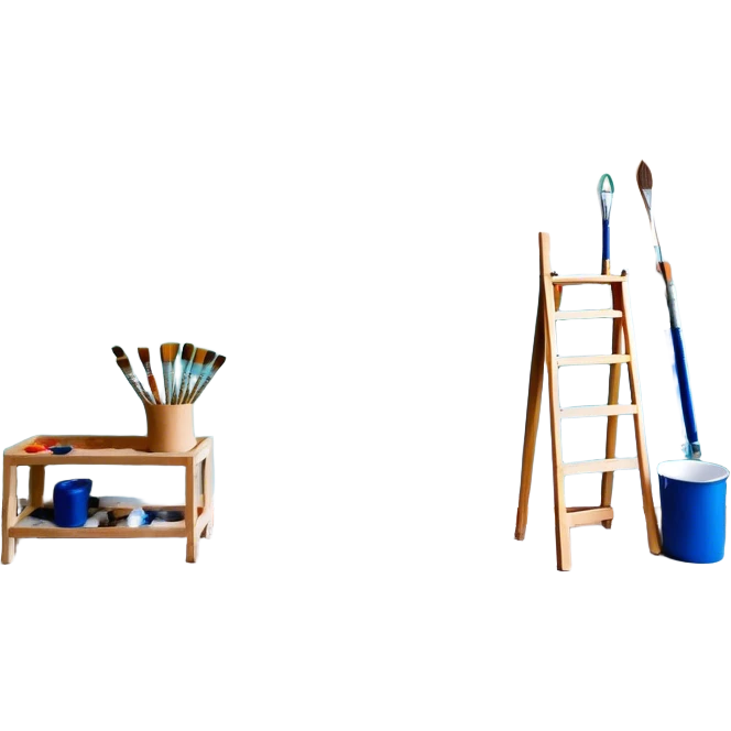 Create an icon that represents the wall painting, featuring a wall with a beautiful painting in progress. The design should include part of the wall decorated with colorful patterns or a mural, a paintbrush and a roller . The icon should show the process of creating the artwork, with the brush strokes visible on the wall, symbolizing the artistic nature of the craft. The composition should be balanced and harmonious, evoking creativity and skill. The background should be transparent. emoji
