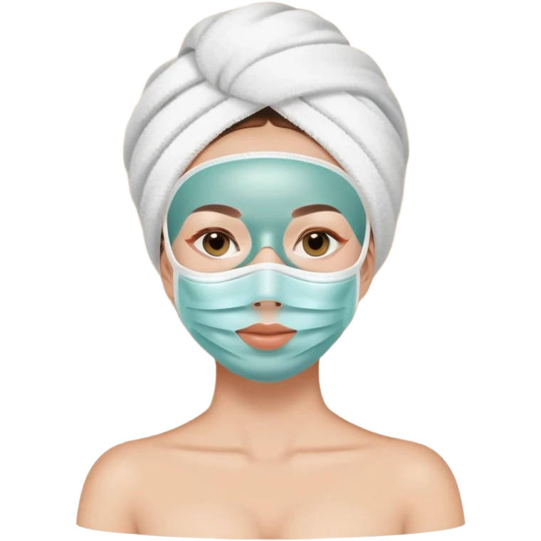 Lady with face mask spa beauty full face relaxing emoji