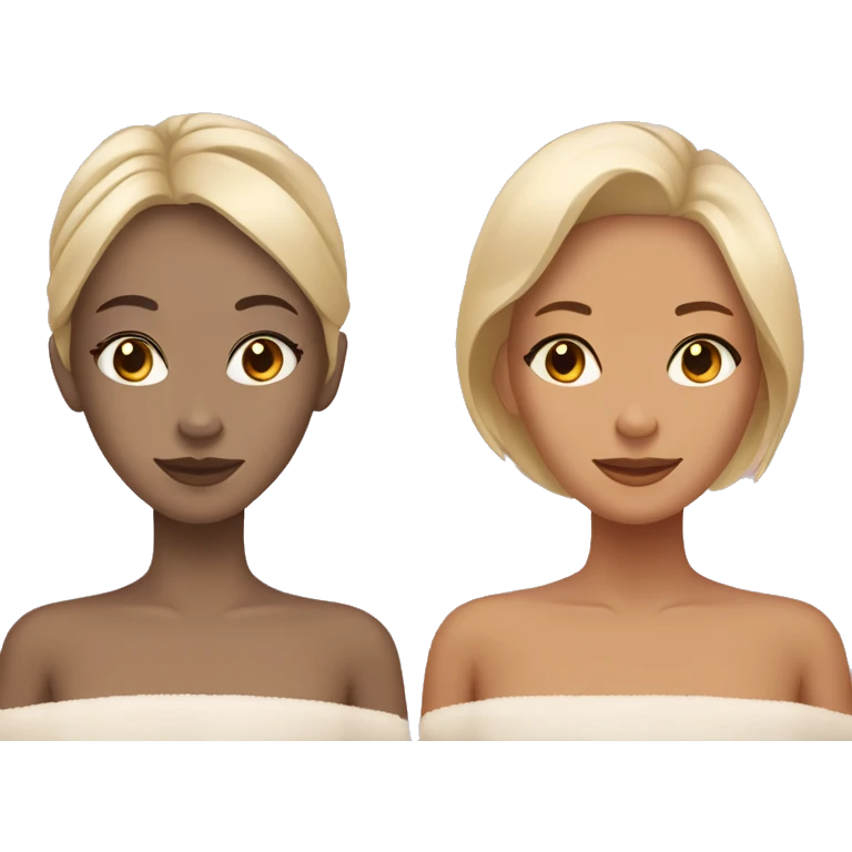 two girls at a spa one pale and one tan emoji