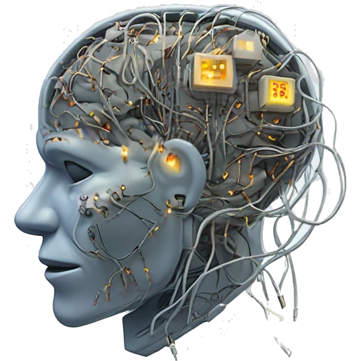Cyborg brain with circuitry and wires emoji