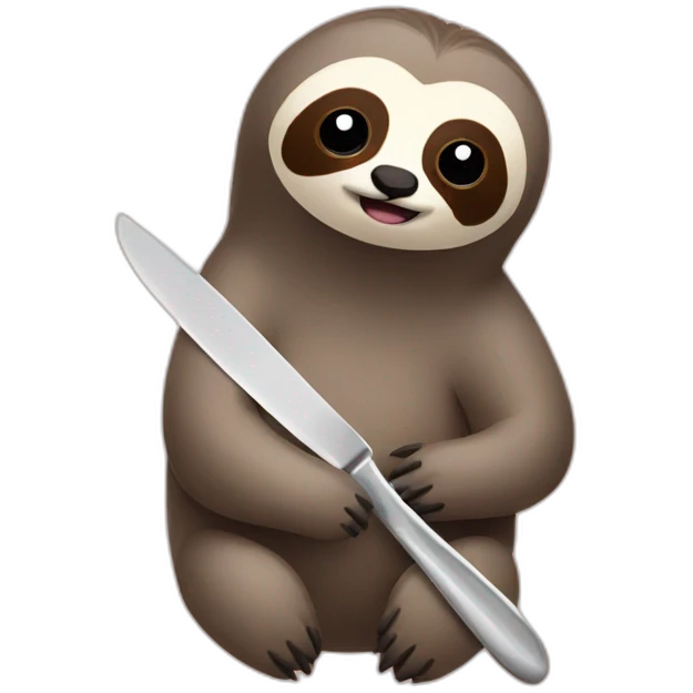 Sloth holding a knife and a fork emoji