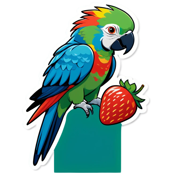 A parrot eating strawberries  emoji