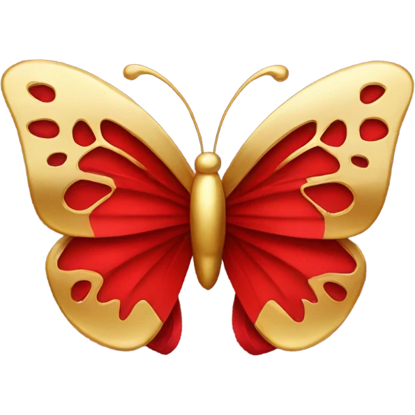 Red bow with gold butterfly  emoji