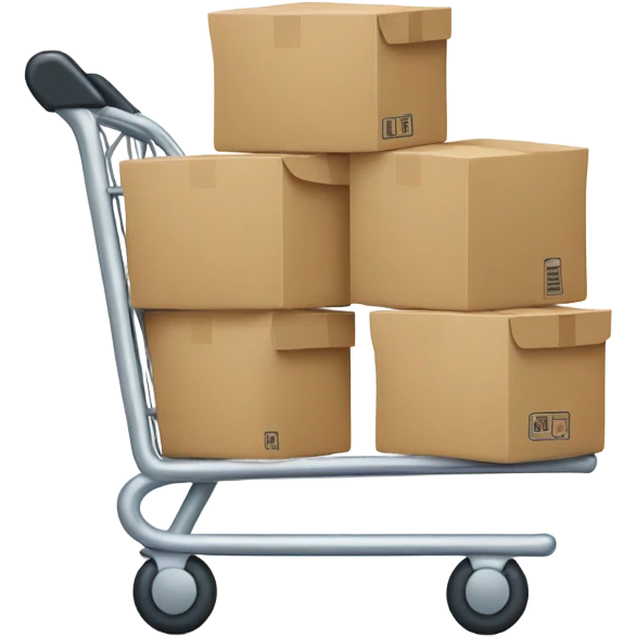 1-D shopping cart filled with boxes emoji