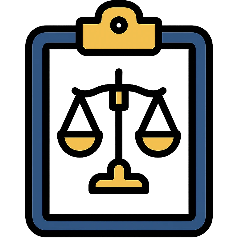 legal consulting icon, scales of justice, elegant, navy and gold, contemporary, trustworthy, for legal services emoji
