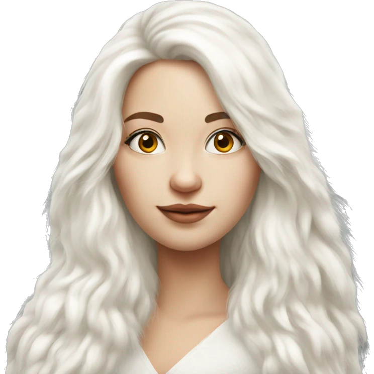 Realistic pretty Russian woman with long hair with white fur  emoji