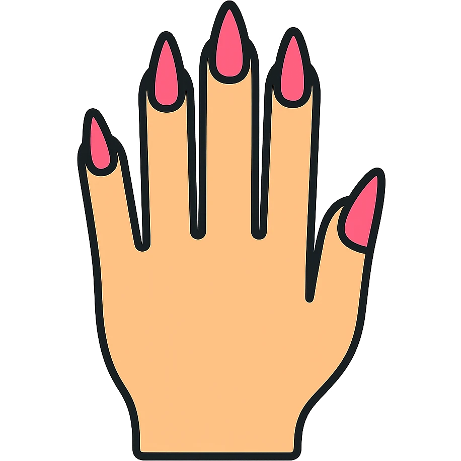 hand with 5 fingers, pink gothic nails emoji