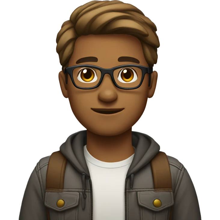 young man - tan skin - light beard - short brown hair - glasses emoji