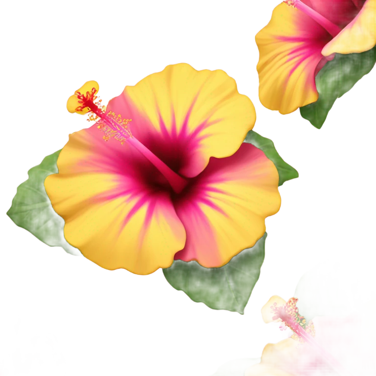 yellow and pink hibiscus flower emoji