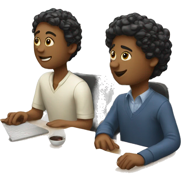 2 students sitting at desks and chatting emoji