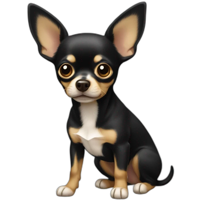 chihuahua negro con niña rubia emoji