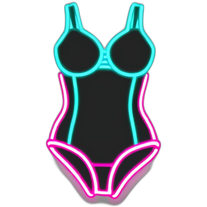 Sexy silhouette non-gender lingerie neon sign emoji