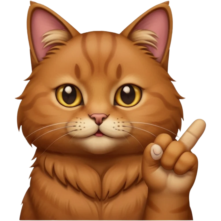 Brown cat with middle finger emoji