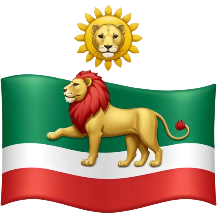 Iran Pahlavi flag, simplified tricolor with green, white, and red horizontal stripes, lion and sun emblem in the center, rounded corners, no text, WhatsApp-style emoji emoji