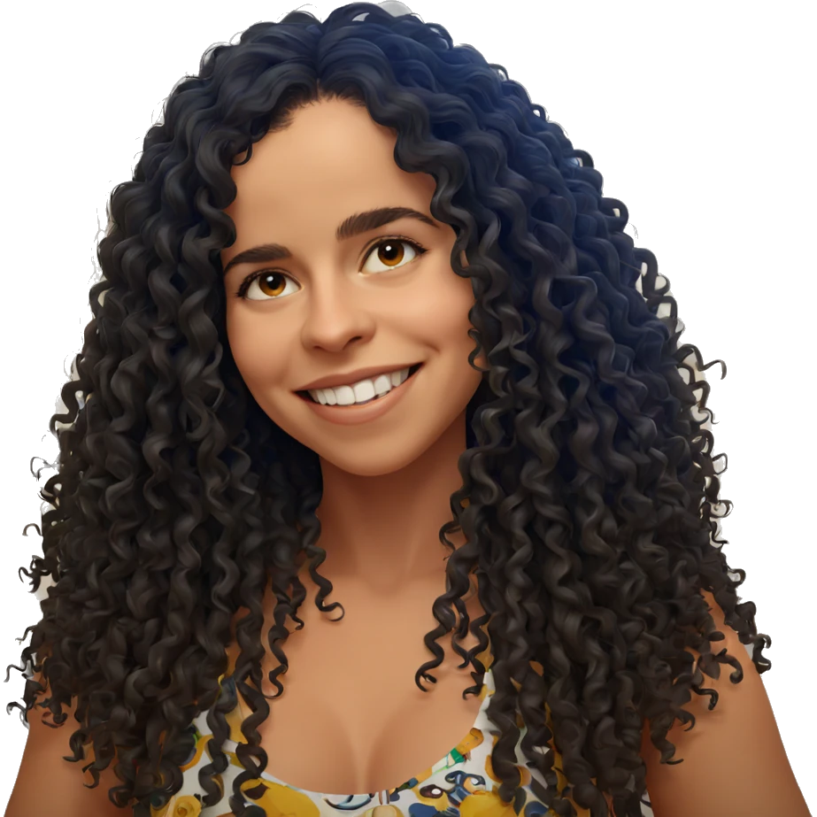 smiling girl with curly hair emoji