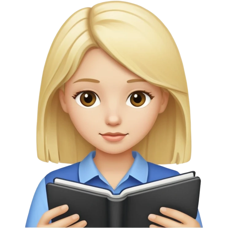blonde girl using a notebook emoji