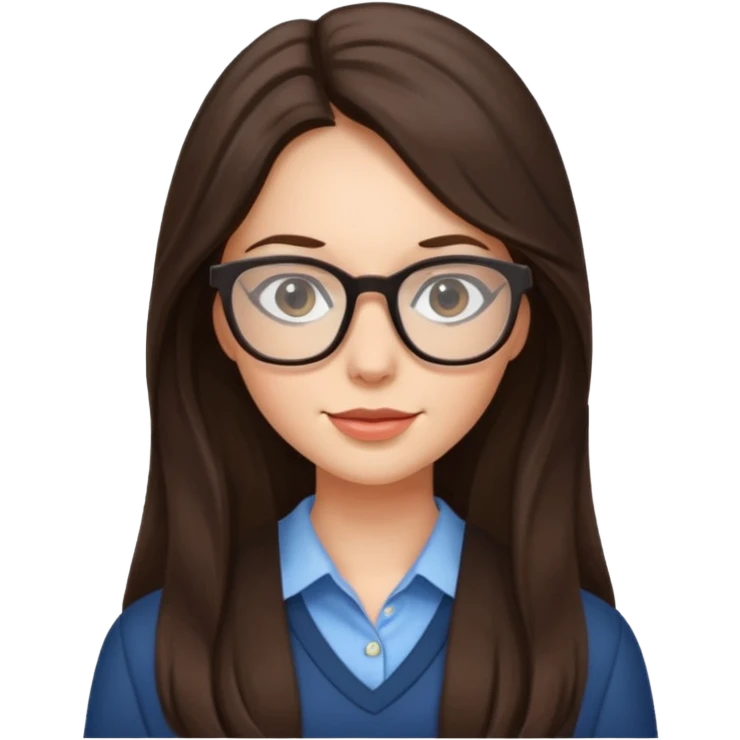 Pretty brunette long haired woman with glasses emoji