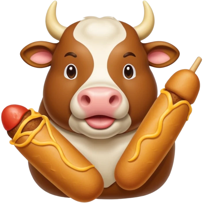 big fat cow with corn dog emoji