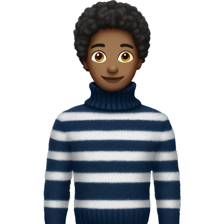 Fluffy dark Blue and white striped turtleneck sweater  emoji