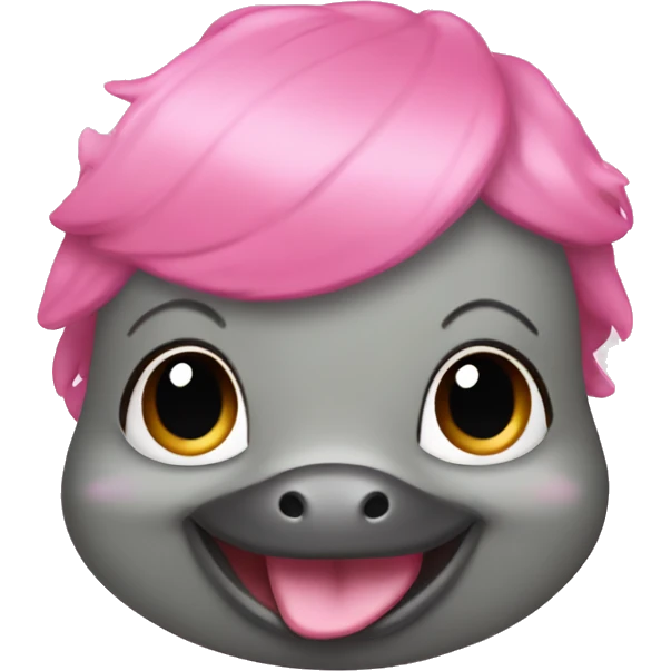 Baby platypus in a pink wig emoji